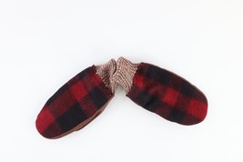 Vtg 40s 50s Boys Size 8 Wool Leather Winter Snow Mittens Gloves Buffalo Plaid - £27.21 GBP