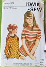  Girls T Shirt KWIK SEW Pattern #307 Sizes 8 Thru 14 Uncut    - £6.32 GBP