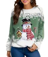Women's Christmas Print Crew Neck Long Sleeve Sweatshirt (US, Alpha, X-S... - $37.61