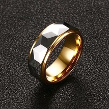ZORCVENS 100% Tungsten Carbide Multi-Faceted Prism Ring for Men Wedding Band 8MM - £15.18 GBP