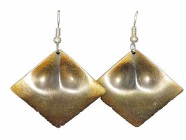 Vintage  Earrings  Metal Pierced Diamond Shaped1980S - $18.81