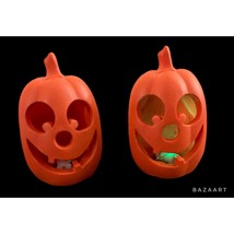 Pumpkin Jack o&quot;lantern Light Up Set Of Two Halloween Decor - £11.76 GBP