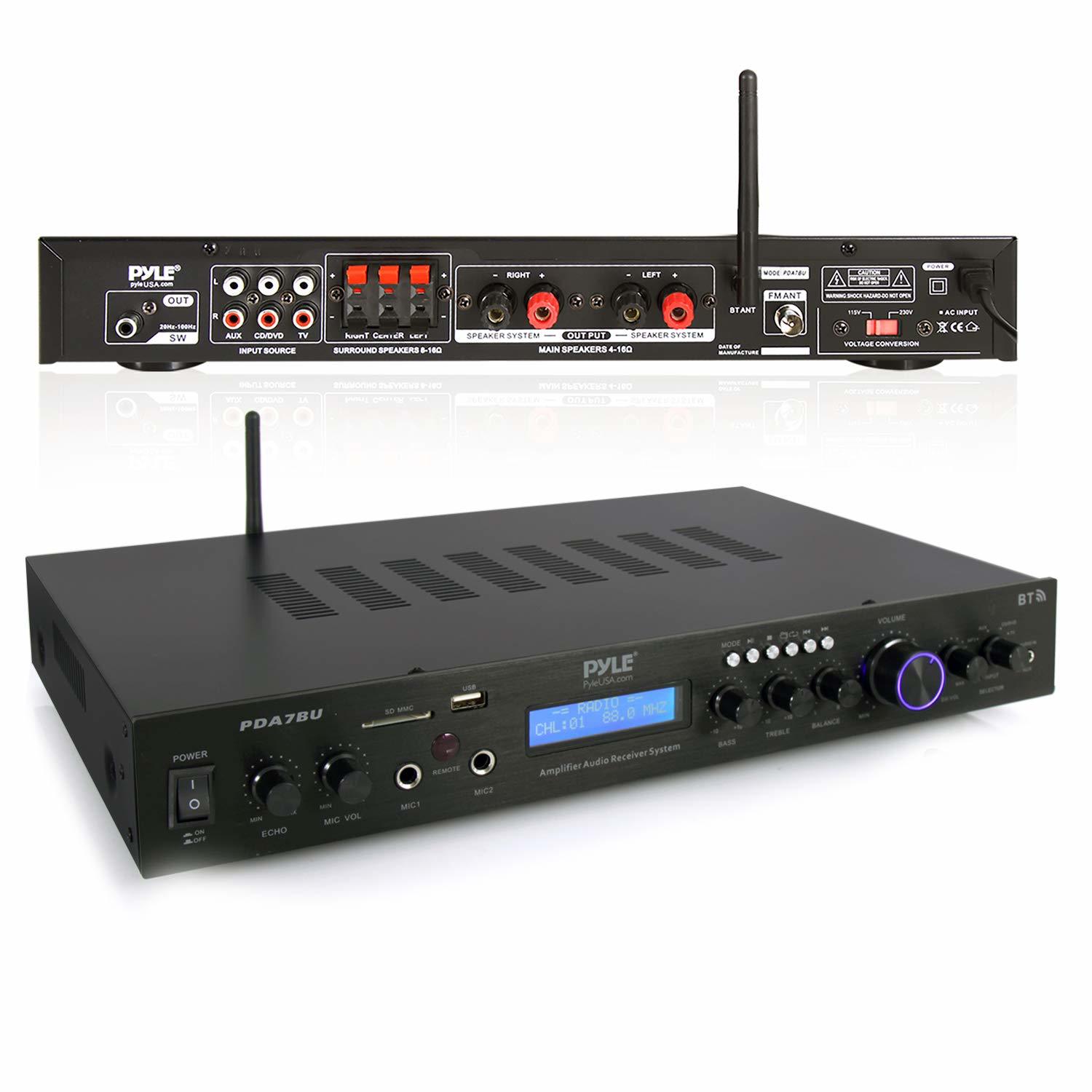 Pyle - PDA7BU (Black) - 5 Channel Rack Mount Bluetooth Receiver, Home Theater Am