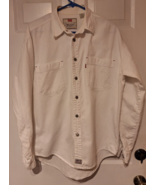 Levis Denim White LS Shirt Mens  Sz M Metal Button Up  90s Red Tab Western - £21.35 GBP