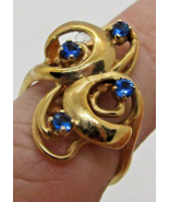 Woman&#39;s 14k Gold Sapphire 4 Stone Fleur Ring Size 6.5  - €534,46 EUR
