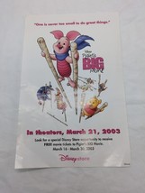 Disney Piglets Big Movie Flyer Advertisement Sheet 8 1/2&quot; X 5 1/2&quot; - €13,88 EUR