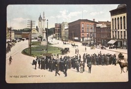 The Public Square Watertown NY Antique PC New York Rotograph People Buildings - £10.39 GBP