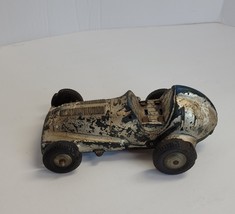 Vintage Marx Wind-Up Midget Racer Plastic Race Car Silver Blue Works - $24.74