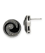 Sterling Silver Marcasite &amp; Black Onyx Round Post Earrings - $205.82 CAD