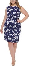 New Jessica Howard Blue Pink Floral Career Pleated Sheath Dress Size 22W Women - £47.81 GBP
