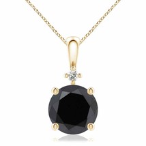 Authenticity Guarantee 
Round Black Diamond Solitaire Pendant in 14K Yellow Gold - £1,216.28 GBP