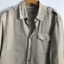 Napapijri Shirt Mens L Poplin Collar Button Logo Long Sleeve Distressed ... - £35.56 GBP