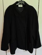 Womens Plus 24 International Scene Black Wool? Winter Pea Coat Jacket - $535.45 MXN