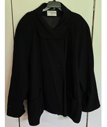 Womens Plus 24 International Scene Black Wool? Winter Pea Coat Jacket - $533.89 MXN