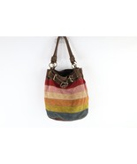 Vtg 90s Y2K Babydoll Streetwear Rainbow Striped Hobo Buckle Shoulder Bag... - $74.20