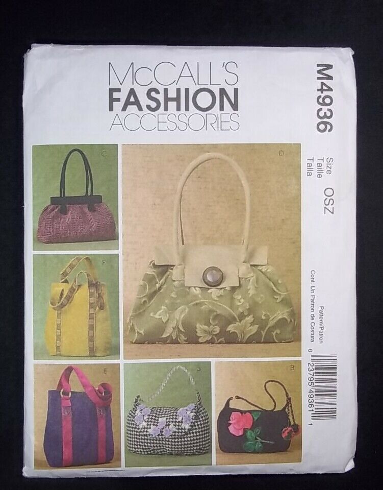 McCall's Fashion Accessories Pattern M4936 Lined bags x 6 with inside pockets - £4.32 GBP
