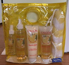 CALGON Hawaiian Ginger  5 Pc Gift Set Vtg yellow case body mist lotion RARE - £39.08 GBP