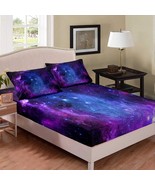 Purple Galaxy Bedding Set Twin Kids Teens Girls Boys Starry Sky Fitted S... - £43.25 GBP