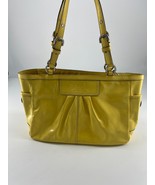 Coach Purse Canary Yellow Patent Leather Tote Shoulder Bag Designer Auth... - $44.57