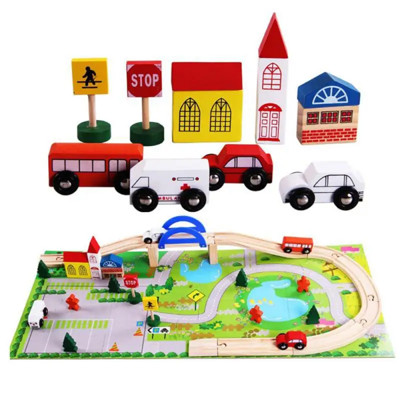Wooden Toy Small Train Track Car Puzzles Play House Children&#39;s Educational Early - £44.16 GBP