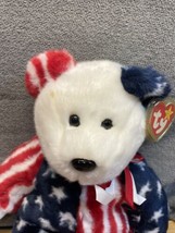 Vintage Ty 1999 Beanie Buddy Spangle the Teddy Bear Plush USA America KG - $24.75