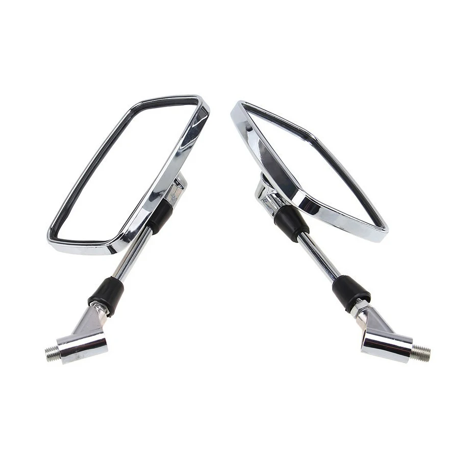 Chrome Rearview Mirror Motorcycle Accessories 10mm Universal Rectangle Bike - £58.44 GBP