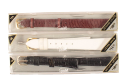 3 Vintage NOS Ladies Watch Bands Speidel Lizard White Brown Black - £23.84 GBP