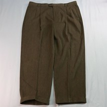 St. Croix 42 x 30 Dark Khaki Ribbed Pleated Cuffed Dress Pants - £27.90 GBP