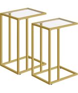 C Shaped End Table Set of 2, Tempered Glass - £90.85 GBP