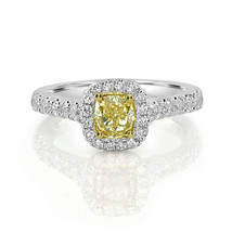 Fine 1.46ct Natural Fancy Orangy Yellow &amp; White Diamonds Engagement Ring 18K GIA - £3,851.55 GBP