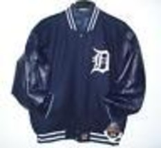 Authentic MLB Detroit Tigers Wool Body &amp; Leather Sleeves Reversible Jacket S - £124.43 GBP