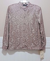 Nwt Ladies Lace Top Sz M Vtg Neutral Button Blazer Shirt Blouse Willow Ridge Nos - £20.48 GBP