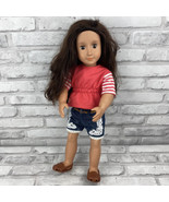 Our Generation 18&quot; Doll Brunette Brown Eyes Denim Shorts Shirt Shoes EUC - £15.15 GBP