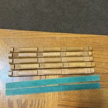 Replace Parts 7 pc Lot Lincoln Logs 4 Notch 10 1/2&quot; tan Round Green Roof... - $34.60