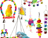 Parakeet Cockatiel Bird Toys, 8 Pcs Hanging Bell Pet Bird Cage Hammock S... - $23.54