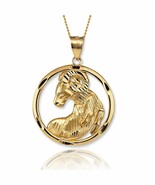 Aries Zodiac Sign Gold Ram Round DC Pendant | 10k 14k Yellow White Rose ... - $482.93 CAD+