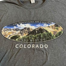 Colorado Mountain Grey T-shirt Anvil Size XL Mountains Are Calling Souvenir Tee - £10.49 GBP