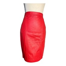 Vintage 80s Sarah Taylor Collection Genuine Leather Red Skirt 7/8 - £59.35 GBP