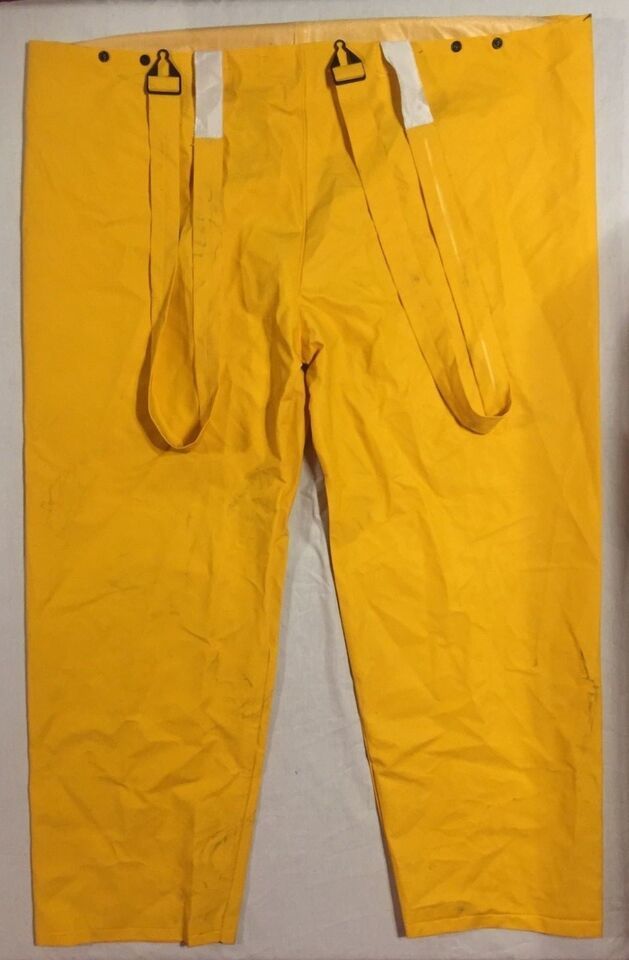 CHINA MADE ORANGE 2XL WET RAIN SUIT PANTS BOTTOMS ADJUSTABLE SUSPENDERS ... - $18.57
