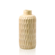 Uniquely Etched Scales Light Brown Cylindrical Mango Tree Wooden Vase - £15.20 GBP
