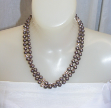 Vintage 37&quot; Necklace Dark Taupe Colored Beads with Rhinestone Ball 18-a - $553.18 MXN