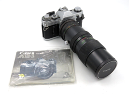 Canon AE-1 Program SLR Film Camera w/ Vivitar 90-230mm Lens Black - SEE DETAILS - $69.25