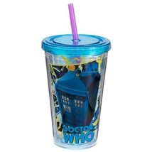 Doctor Who Tardis Dalek and Cyberman Art 18 oz Acrylic Travel Mug Cup with Straw - £9.25 GBP