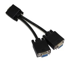 Vga Video Splitter Cable 6Inch 15 Pin Male To 15 Pin Female Black - £7.88 GBP