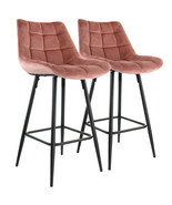 Elama 2 Piece Velvet Tufted Bar Chair in Pink with Metal Legs - $305.03 CAD