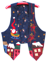 Womens Size XL Handmade Reversible Quilted Christmas Vest Santa Snowman ... - $18.99