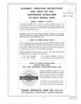 1967 Craftsman 113.29410  Accra-Arm 10 inch Radial Saw Instructions - £15.13 GBP