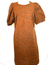 Universal Thread Short sleeve Denim Dress Brown Leopard Print Womens Sz 10 - £10.69 GBP