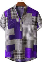 Men&#39;s Plus Size Color Block Short Sleeve Shirt - $31.49