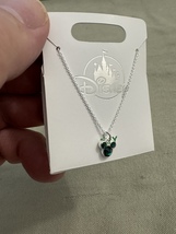 Disney Parks Mickey Mouse Faux Emerald May Birthstone Necklace Silver Color image 9